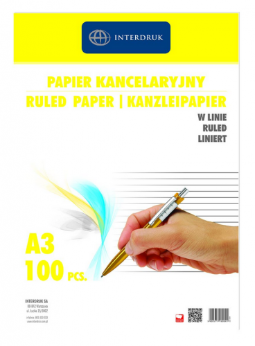 Papier kancelaryjny Interdruk A3 70g linia '100