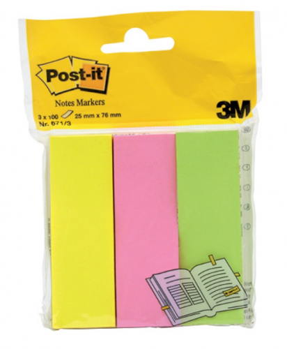 Zakładki indeksujące Post-It 671/3 26x76 '3 neon