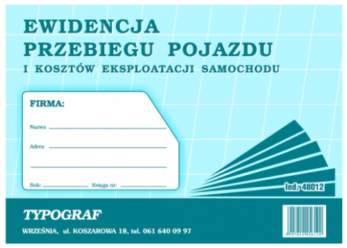 Druk Ewidencja Przebiegu Pojazdu i Kosztów Eksploatacji Typ 48012