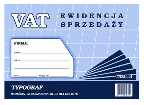 Druk Ewidencja Sprzedaży Vat Typ A5 48005