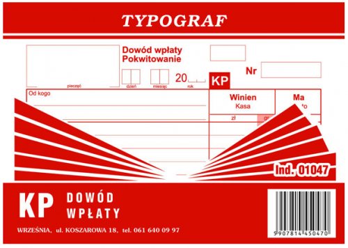 Druk KP Dowód Wpłaty Typ A6 01047