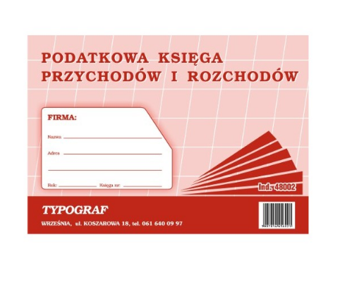 Druk podatkowa księga przychodów i rozchodów Typ A5 48002