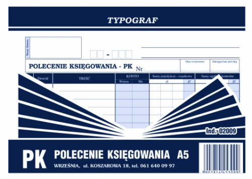 Druk polecenie księgowania typ A5 02009