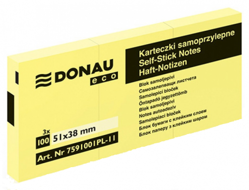 Notes samoprzylepny Donau 38X51 eco żółty
