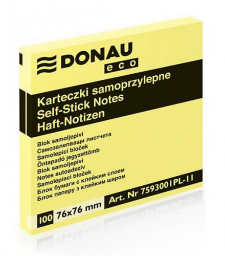 Notes samoprzylepny Donau 76X76 eco żółty