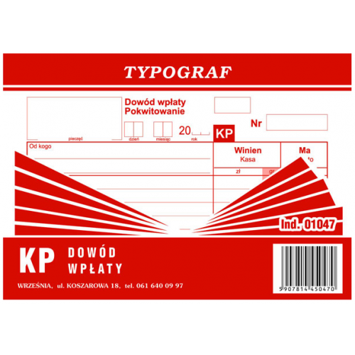 Druk KP Dowód Wpłaty Typ A6 01047