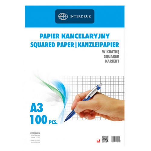 Papier kancelaryjny Interdruk A3 70g kratka '100