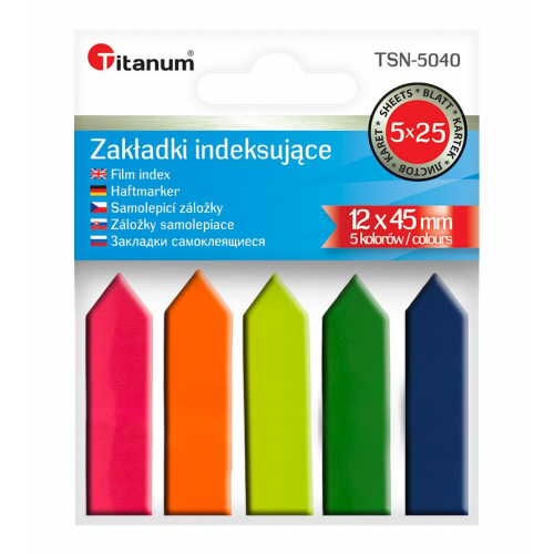 Zakładki indeksujące Titanum 12X45 PP '5 strzałki